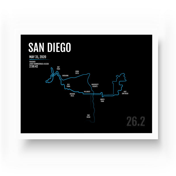San Diego Marathon Map Print - Personalized for 2020