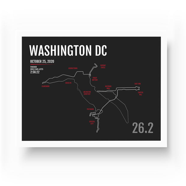 Marine Corps Marathon Map Print - Washington DC - Personalized for 2020
